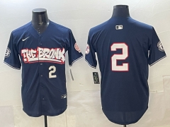 MLB New York Yankees 4th Generation Joint Version Royal Blue #2 Jersey(Logo 1)-0840
