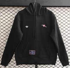 (S-3XL) Retro Small Embroidery Style Arsenal Black Thailand Tracksuit With Hat-CS