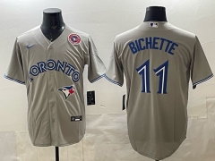 MLB Toronto Blue Jays Light Gray#11 Jersey(Logo 2)-0840