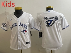 MLB Toronto Blue Jays White Kids/Youth Jersey(Logo 5)-0840