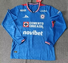 (S-4XL)25-26 Cruz Azul Home Blue LS Thailand Soccer Jersey AAA-512