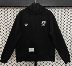 (S-3XL) Retro Small Embroidery Style Liverpool Black Thailand Tracksuit With Hat-CS