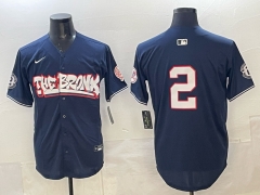 MLB New York Yankees 4th Generation Joint Version Royal Blue #2 Jersey(Logo 2)-0840