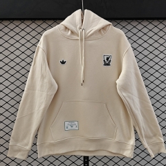 (S-3XL) Retro Small Embroidery Style Liverpool Beige Thailand Tracksuit With Hat-CS