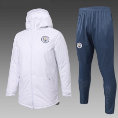 2025-2026 Manchester City White Cotton Coat Uniform With Hat-815
