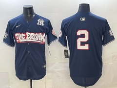 MLB New York Yankees 4th Generation Joint Version Royal Blue #2 Jersey(Logo 4)-0840