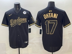 2025 5th Generations of fashion New MLB Los Angeles Dodgers Black&Gold#17 Jersey(Logo 11)-0840
