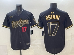 2025 5th Generations of fashion New MLB Los Angeles Dodgers Black&Gold#17 Jersey(Logo 3)-0840
