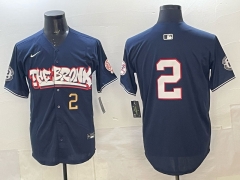 MLB New York Yankees 4th Generation Joint Version Royal Blue #2 Jersey(Logo 5)-0840