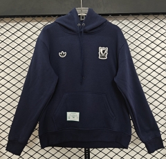 (S-3XL) Retro Small Embroidery Style Liverpool Royal Blue Thailand Tracksuit With Hat-CS