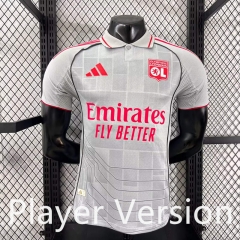 Player version 25-26 Correct Edition Olympique Lyonnais 2nd Away Grey&Pink Thailand Soccer Jersey AAA-4285