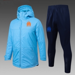 2025-2026 Olympique Marseille Light Blue Cotton Coat Uniform With Hat-815