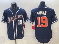 Retro Version MLB San Diego Padres Royal Blue#19 Jersey(Logo 4)-0840