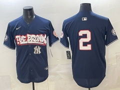 MLB New York Yankees 4th Generation Joint Version Royal Blue #2 Jersey-0840