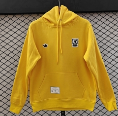 (S-3XL) Retro Small Embroidery Style Arsenal Yellow Thailand Tracksuit With Hat-CS