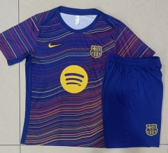2025-26 Barcelona Colorful Blue Short-sleeved Thailand Soccer Tracksuit-815