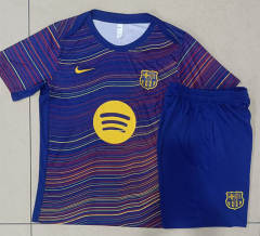 2025-26 Barcelona Colorful Blue Short-sleeved Thailand Soccer Tracksuit-815