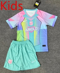 25-26 Special Edition Barcelona Blue&Green Kids/Youth Soccer Uniform-4247