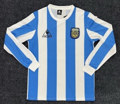 Retro Version 1986 Argentina Home Blue&White LS Thailand Soccer Jersey AAA-9662