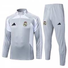 25-26 Real Madrid Gray&White Thailand Soccer Tracksuit-815