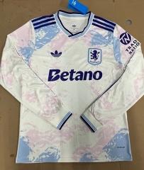 (S-4XL)2025-26 Aston Villa 2nd Away White LS Thailand Soccer Jersey AAA-422