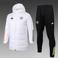 2025-2026 Manchester United White Cotton Coat Uniform With Hat-815
