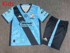 2025-26 Puebla F.C.  2nd Away Light Blue kids Soccer Uniform-912