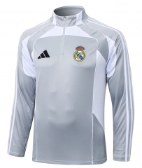 25-26 Real Madrid Gray&White Thailand Soccer Tracksuit-815