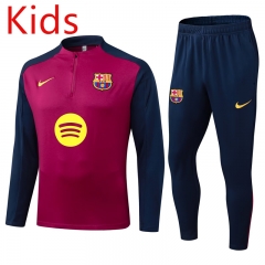 2025-26 Barcelona Dark Red Kid-Youth Soccer Tracksuit -411