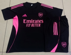 2025-2026 Arsenal Black Short-sleeved Thailand Soccer Tracksuit-815
