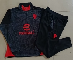 2025-26 AC Milan Black Inkjet Long-Sleeve Thailand Soccer Tracksuit-815