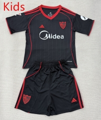 25-26 Sevilla 2nd Away Black Kids/Youth Soccer Uniform-AY