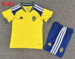 2026-2027 Sweden Home Yellow Kids/Youth Soccer Uniform-7809