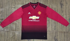 Retro Version 18-19 Manchester United Home Red LS Thailand Soccer Jersey AAA-6157