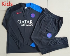 25-26 Paris SG Black Kids/Youth Soccer Tracksuit(T90 Version)-815