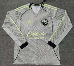 (S-4XL)2025-26 club  América 2nd Away Light Gray LS Thailand Soccer Jersey AAA-5378