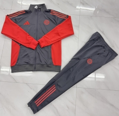 2025-26 Bayern München Gray&Red Soccer Jacket Uniform-4627