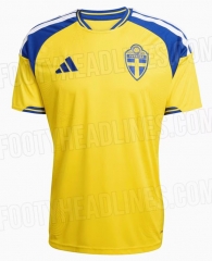 (S-4XL)26-27Sweden Home Yellow Thailand Soccer Jersey AAA-8025