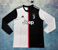 Retro Version 19-20 Juventus Home Black&White LS Thailand Soccer Jersey AAA-6590