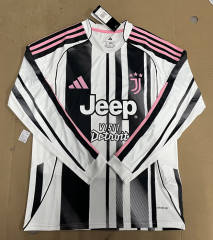 (S-4XL)2025-2026 Juventus Home Black&White Thailand LS Soccer Jersey AAA-422