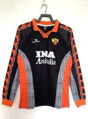 Retro Version 98-99 Roma 2nd Away Black&Orange LS Thailand Soccer Jersey AAA-811