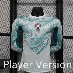 （s-3xl）Player Version 2026-27  Portugal Away White&Green LS Thailand Soccer Jersey AAA-888