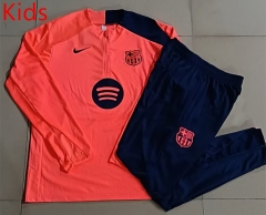 2025-26 Barcelona Fluorescent Orange  Kid/Youth Soccer Tracksuit -815