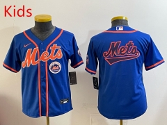 MLB New York Mets Blue Kids/Youth Jersey(Logo 5)-0840