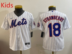MLB New York Mets White#18 Kids/Youth Jersey-0840