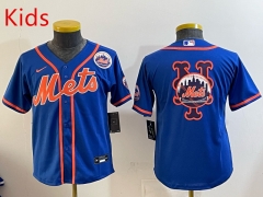 MLB New York Mets Blue Kids/Youth Jersey(Logo 7)-0840