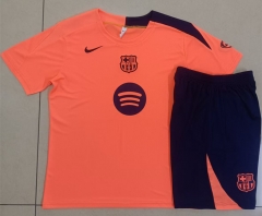 2025-26 Barcelona Fluorescent Orange Short-sleeved Thailand Soccer Tracksuit-815