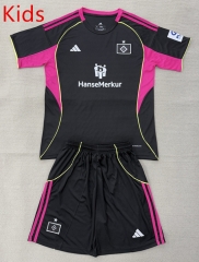 25-26 Hamburger SV 2nd Away Black&Pink Kids/Youth Soccer Uniform-AY