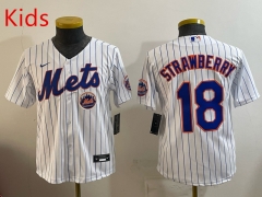 MLB New York Mets White#18 Kids/Youth Jersey(Logo 2)-0840