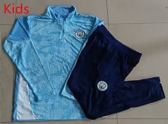 2025-2026 Manchester City Light Blue Inkjet Kids/Youth Soccer Tracksuit-815